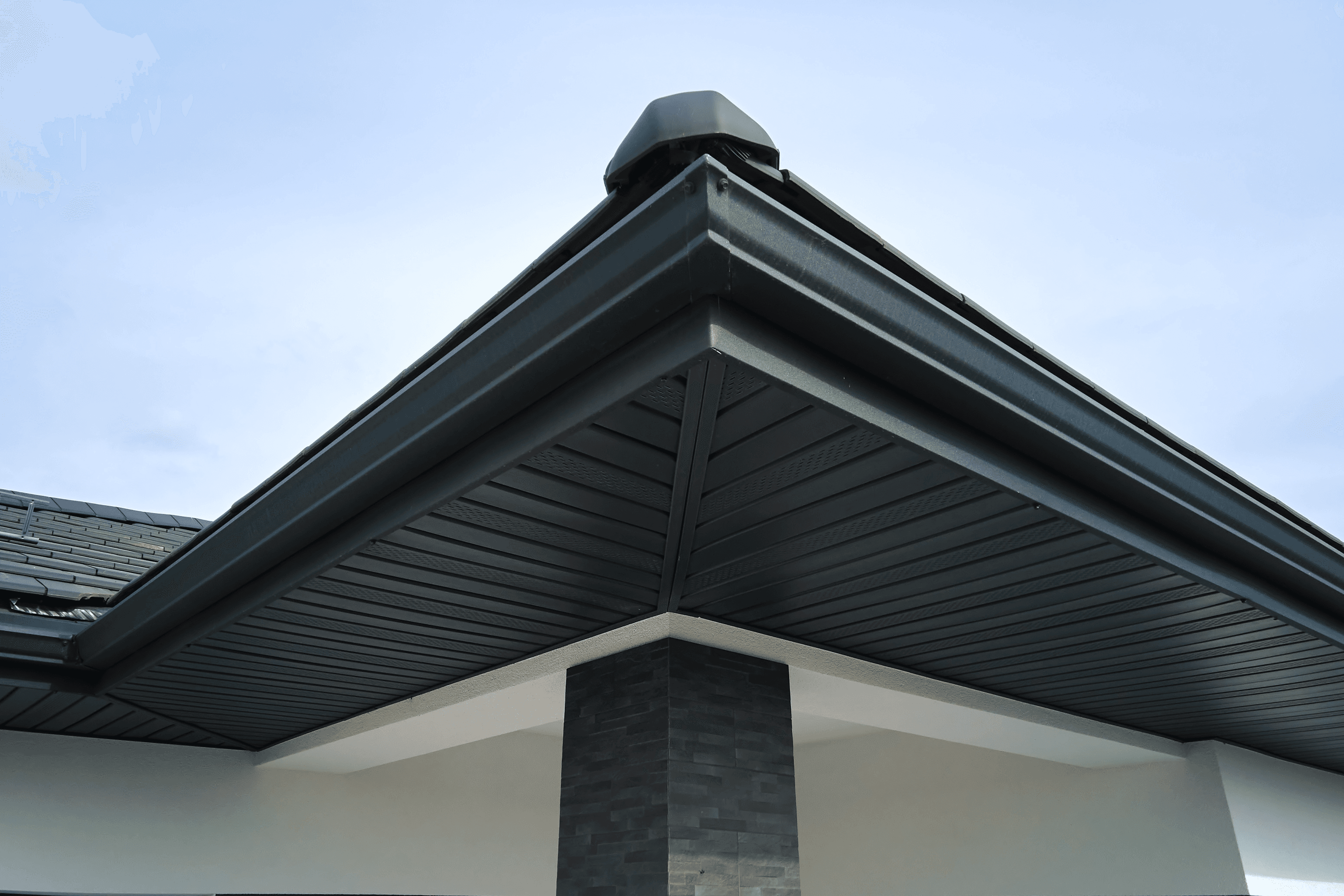 Black aluminum fascia and vented soffit installation